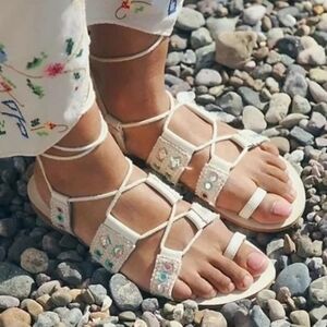 FREE PEOPLE Mantra Mirror Sandals / Natural Size 38.5 us8.5